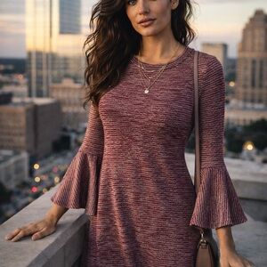 Speechless Burgundy Long Sleeve Dress